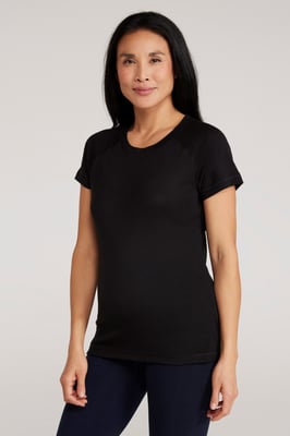 'Talus' Women's Round Neck Tee Quick Dry Thermal Base Layer Top Black