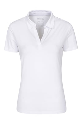 Women's UV Polo T-Shirt V Neck Summer Ladies Active Casual Tee White