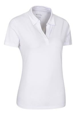 Women's UV Polo T-Shirt V Neck Summer Ladies Active Casual Tee White