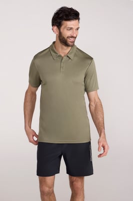 'Endurance' Men's Polo IsoCool Sun Protection Top Quick Dry Everyday Tee Khaki