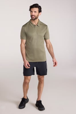 'Endurance' Men's Polo IsoCool Sun Protection Top Quick Dry Everyday Tee Khaki