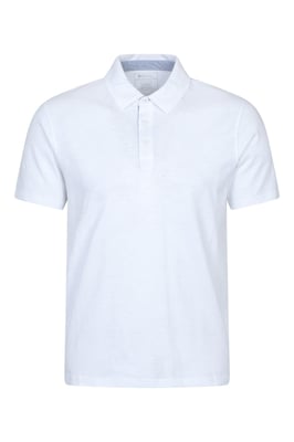 'Hasst II' Men's Polo with Button Neck Cotton Sun Protection Casual Tee White