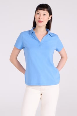 Women's UV Polo T-Shirt V Neck Summer Ladies Active Casual Tee Medium Blue