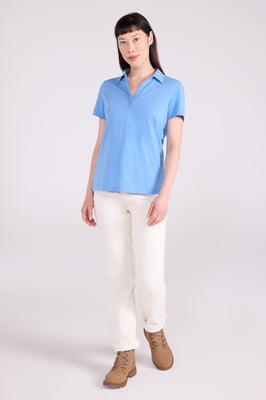 Women's UV Polo T-Shirt V Neck Summer Ladies Active Casual Tee Medium Blue
