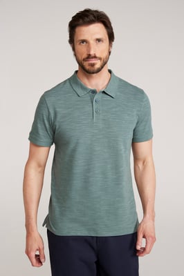 'Dawnay Pique' Men's Slub Textured Polo Shirt Comfy Casual T-Shirt Green
