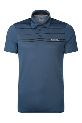 Men's Away IsoCool Polo with Button Neck Sun Protection Summer Tee Blue
