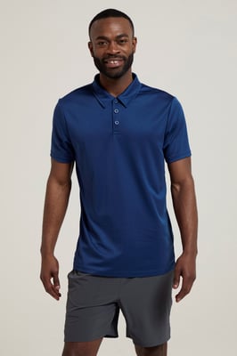 'Endurance' Men's Polo IsoCool Sun Protection Top Quick Dry Everyday Tee Dark Blue