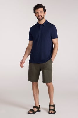 'Hasst II' Men's Polo with Button Neck Cotton Sun Protection Casual Tee Navy