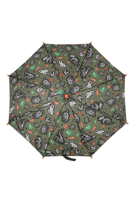 Kids Printed Umbrella with Plastic Handle Polyester Durable Rain Brolly Dark Green