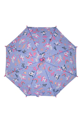 Kids Printed Umbrella with Plastic Handle Polyester Durable Rain Brolly Lilac