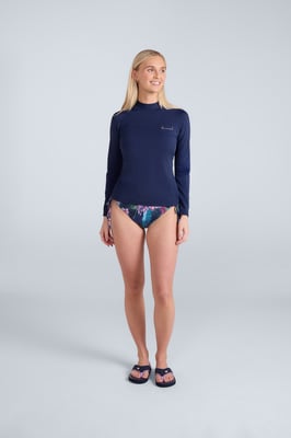 'Lillie' Women's Rash Vest Long Sleeve Sun Protection Quick Dry Swimwear Dark Blue