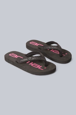 'Swish' Kids Flip Flops Slip On Lightweight Comfortable Walking Beach Slippers Black