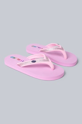 'Swish' Kids Flip Flops Slip On Lightweight Comfortable Walking Beach Slippers Pink