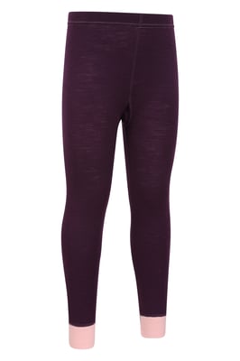 'Merino II' Kids Thermal Base Layer Trousers Breathable Winter Pants Berry