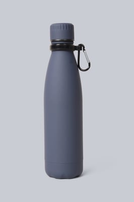 Karabiner Water Bottle Durable 100% Stainless Steel Leakproof Twist Top Navy
