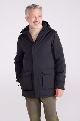 'Ranger' Men's Padded Parka Jacket with Adjustable Hood Water Resistant Coat Black
