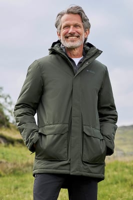 'Ranger' Men's Padded Parka Jacket with Adjustable Hood Water Resistant Coat Khaki