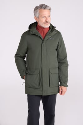 'Ranger' Men's Padded Parka Jacket with Adjustable Hood Water Resistant Coat Khaki