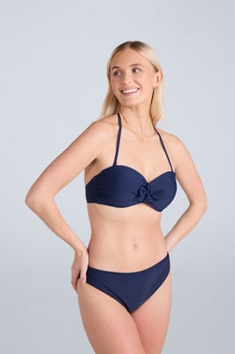 'Docks' Women's Printed Tie Front Bikini Top Summer Beach Swimwear Dark Blue