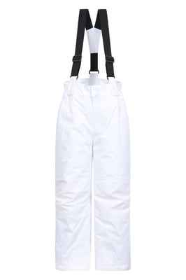 'Honey' Kids Snow Pants Snow Proof Warm Elasticated Waist Winter Ski Trousers White