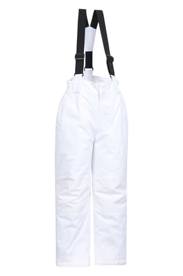 'Honey' Kids Snow Pants Snow Proof Warm Elasticated Waist Winter Ski Trousers White