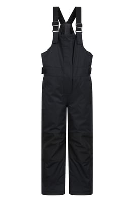 'Hakuba' Kids Ski Pants Water Resistant Elastic Waist Winter Snow Salopettes Black