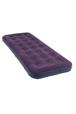Single Size Flocked Air Bed with Pump Inflation Camping Caravan Accessory Dark Blue