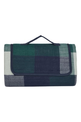 'Check' Picnic Mat Water Resistant Summer Camp Outdoors Rug Green