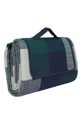 'Check' Picnic Mat Water Resistant Summer Camp Outdoors Rug Green