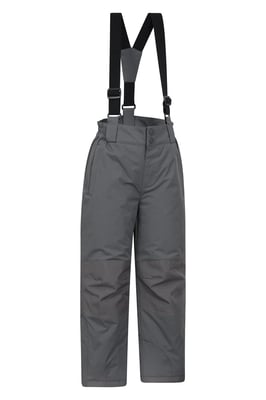 'Raptor' Kids Snow Pants Warm Snow Proof Elastic Waistband Winter Ski Trousers Grey