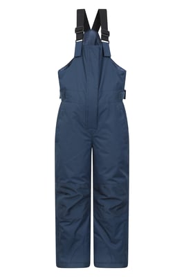 'Hakuba' Kids Ski Pants Water Resistant Elastic Waist Winter Snow Salopettes Navy