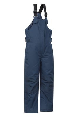 'Hakuba' Kids Ski Pants Water Resistant Elastic Waist Winter Snow Salopettes Navy