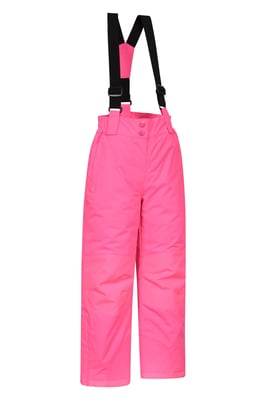 'Honey' Kids Snow Pants Snow Proof Warm Elasticated Waist Winter Ski Trousers Pink