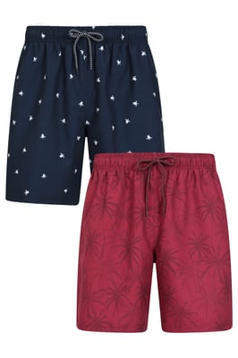 'Aruba' Men's Swim Shorts UV Protection Swimming Trunks - Pack of 2 Burgundy