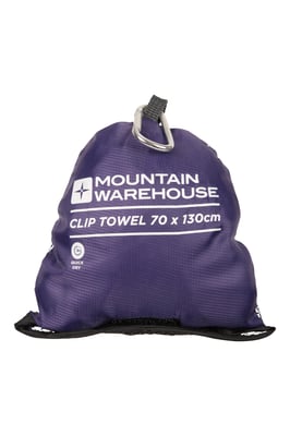 Large Clip Microfibre Travel Towel Highly Absorbent Soft Quick Dry Lightweight Purple