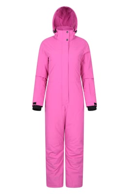 'Cloud' Women's Ski Suit Insulated Waterproof Adjustable Hood Zip Up Snowsuit Pink
