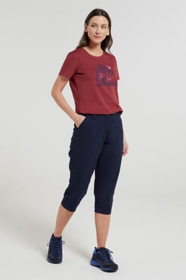 'Coastal' Women's Capri Pants Stretchy Breathable Short Trousers Navy