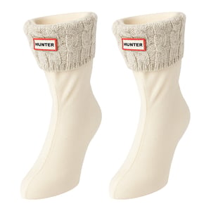 Hunter Recycled 6 Stitch Cable Short White Boot Socks