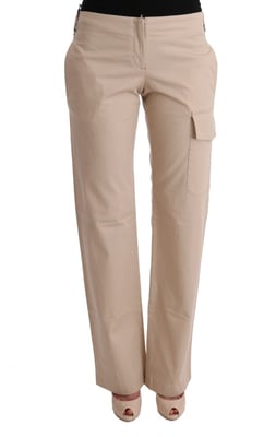 Beige Rechte Casual Broek