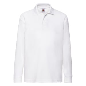 Fruit of the Loom Kinder/Kids 65/35 Effen Poloshirt met Lange Mouwen (Wit)