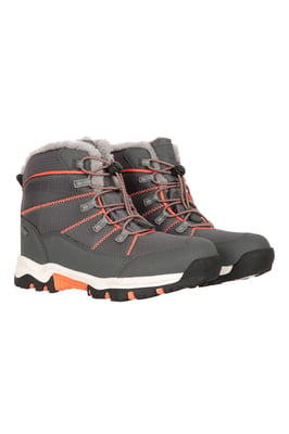 'Comet' Kids Snow Boots Faux Fur Lined Waterproof Walking Winter Shoes Orange