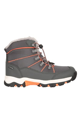 'Comet' Kids Snow Boots Faux Fur Lined Waterproof Walking Winter Shoes Orange
