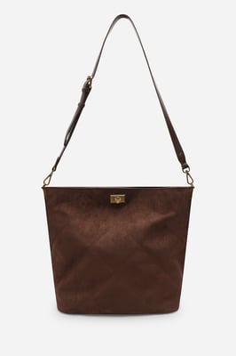 Where's That From Womens 'Fern' Suede Shoulder Bag with Turn Lock