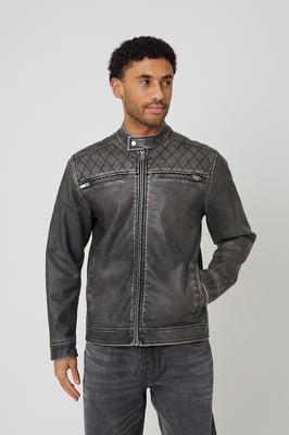 Black Onion Quilted Vintage Pu Biker Jacket