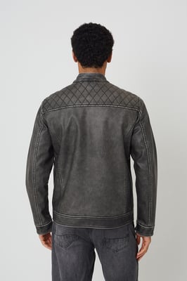 Black Onion Quilted Vintage Pu Biker Jacket