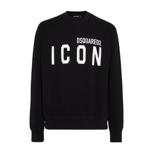 Dsquared2 Zwarte Sweater Met Ronde Hals, Grote Maat Met Wit Logo