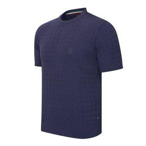 Cappuccino Italia Tee SS Loreto Cable Knit Tee Blauw