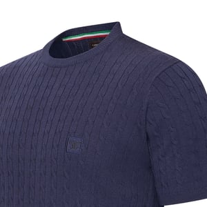 Cappuccino Italia Tee SS Loreto Cable Knit Tee Blauw