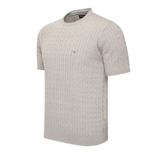 Cappuccino Italia Tee SS Loreto Cable Knit Tee Grijs