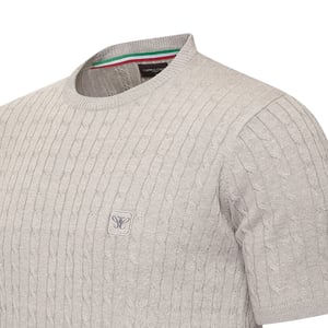 Cappuccino Italia Tee SS Loreto Cable Knit Tee Grijs